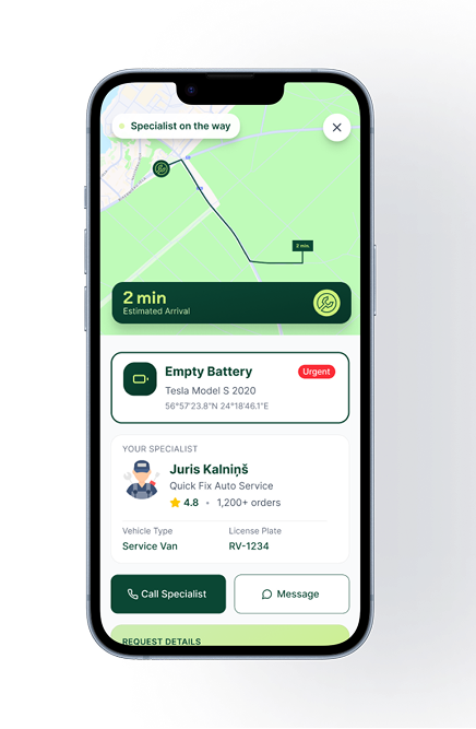 Tiravu app request screen on mobile